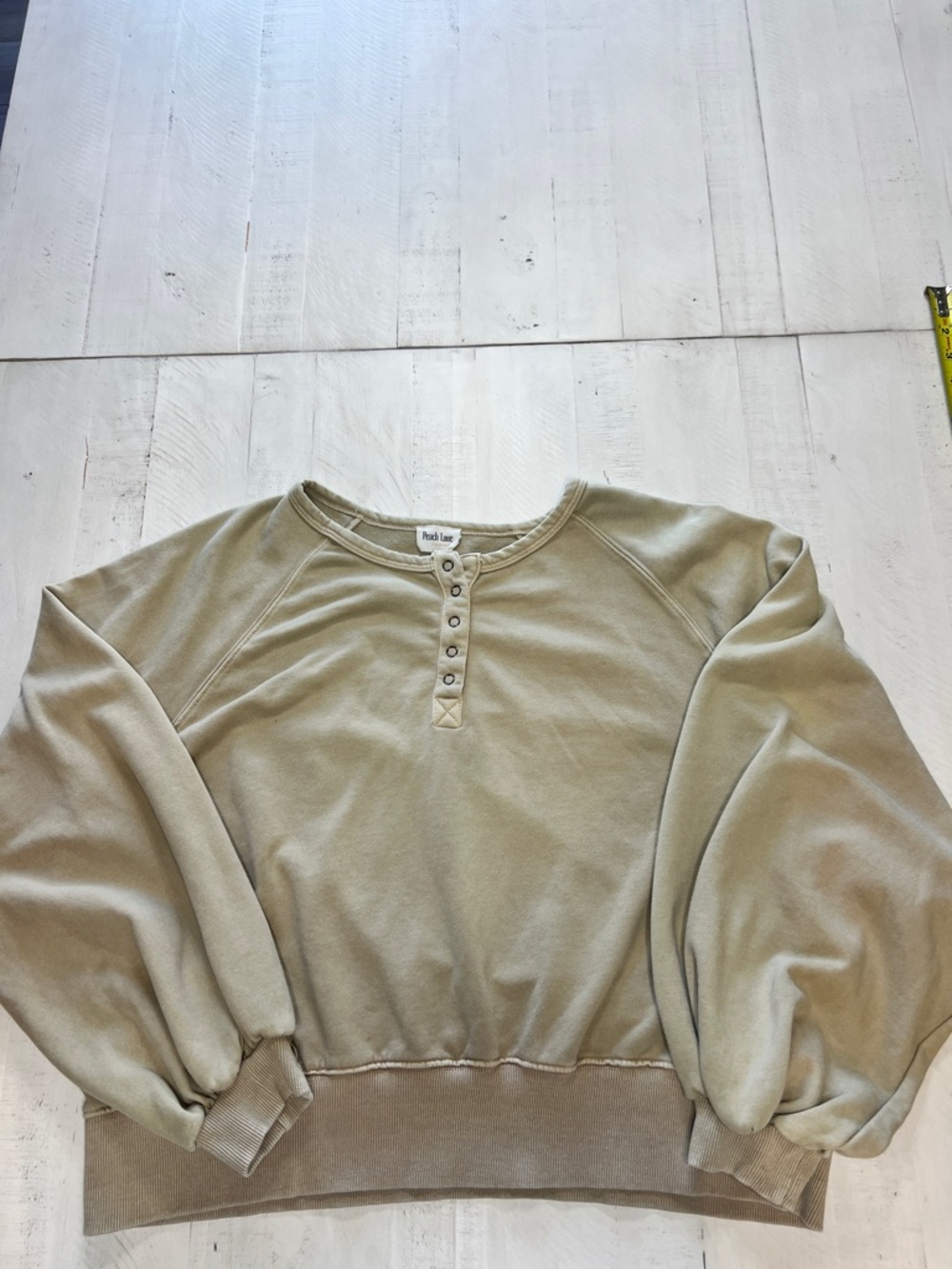 Peach Love Beige Pullover  Crew Neck Cotton Blend Size L